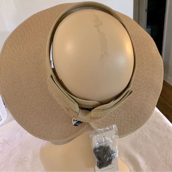 Simplicity Hat Tan Wide-Brimmed Neck Strap Adj One Size NWT Gorgeous - Picture 4 of 9